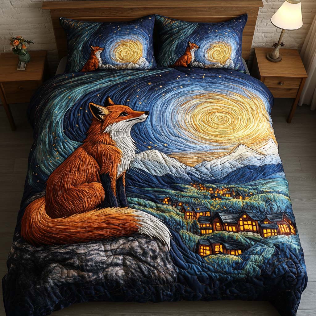 Foxfire Night Quilted Bedding Set Van Gogh Inspired Bedspread Set Bed Room Decoration