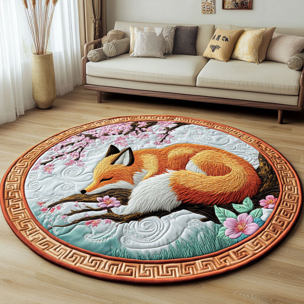 Foxfire Spirit Quilted Round Mat Entryway Rug Ideas Gifts For Fox Lovers