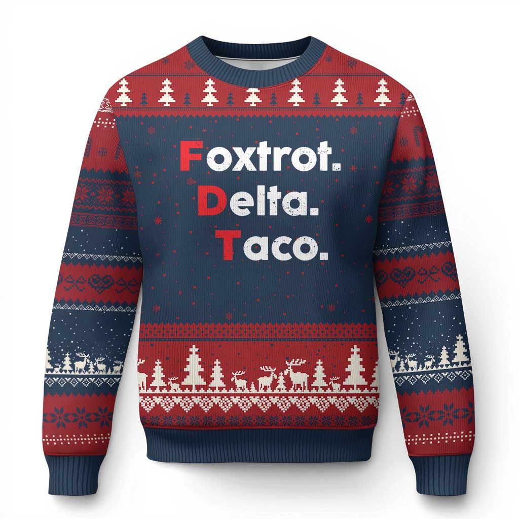 Foxtrot Delta Tango Ugly Christmas Sweater Funny FDT Offensive Jumper Xmas Anti-Trump Gifts