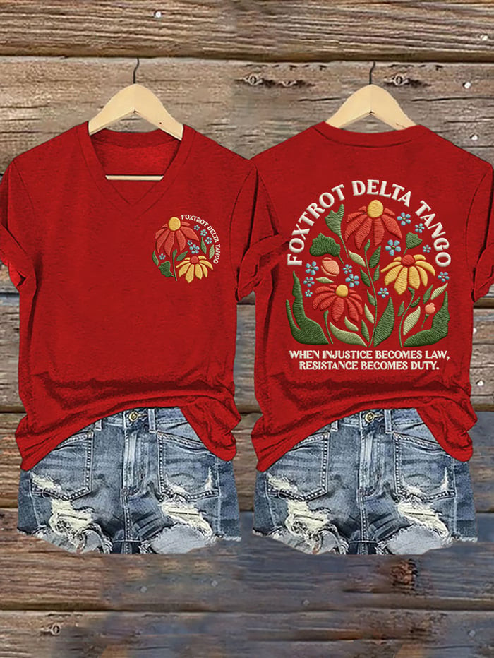 Foxtrot Delta Tango V-Neck Shirt Freedom Protest Clothing Gift For Patriots