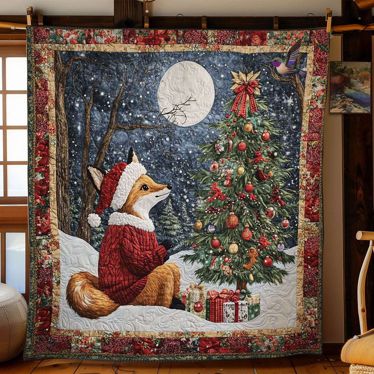 Foxy Christmas Eve Holiday Xmas Quilt Blanket Gifts To Get Your Mom For Christmas