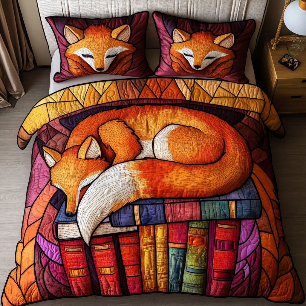 Foxy Nature Quilted Bedding Set Bedroom Decorations Best Fox Gift Ideas
