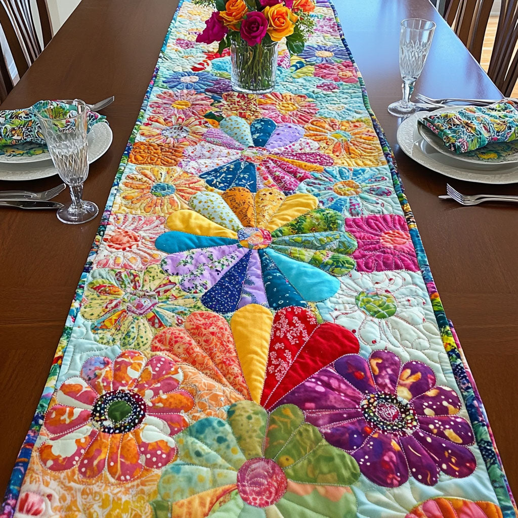 Fragrant Blooms Quilted Table Runner Dining Room Decor Christmas Flower Gifts