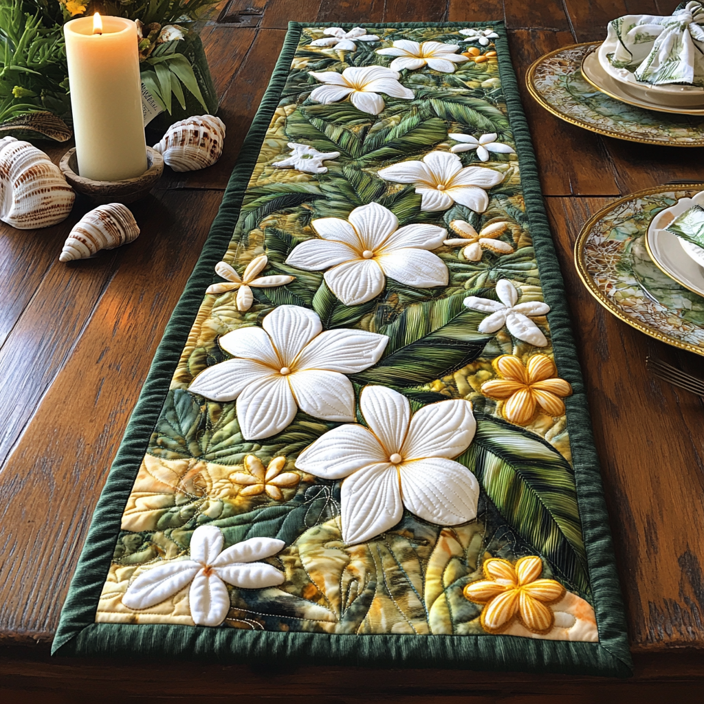 Fragrant Blooms Quilted Table Runner Dinner Table Decor Ideas Gifts For Flower Enthusiasts