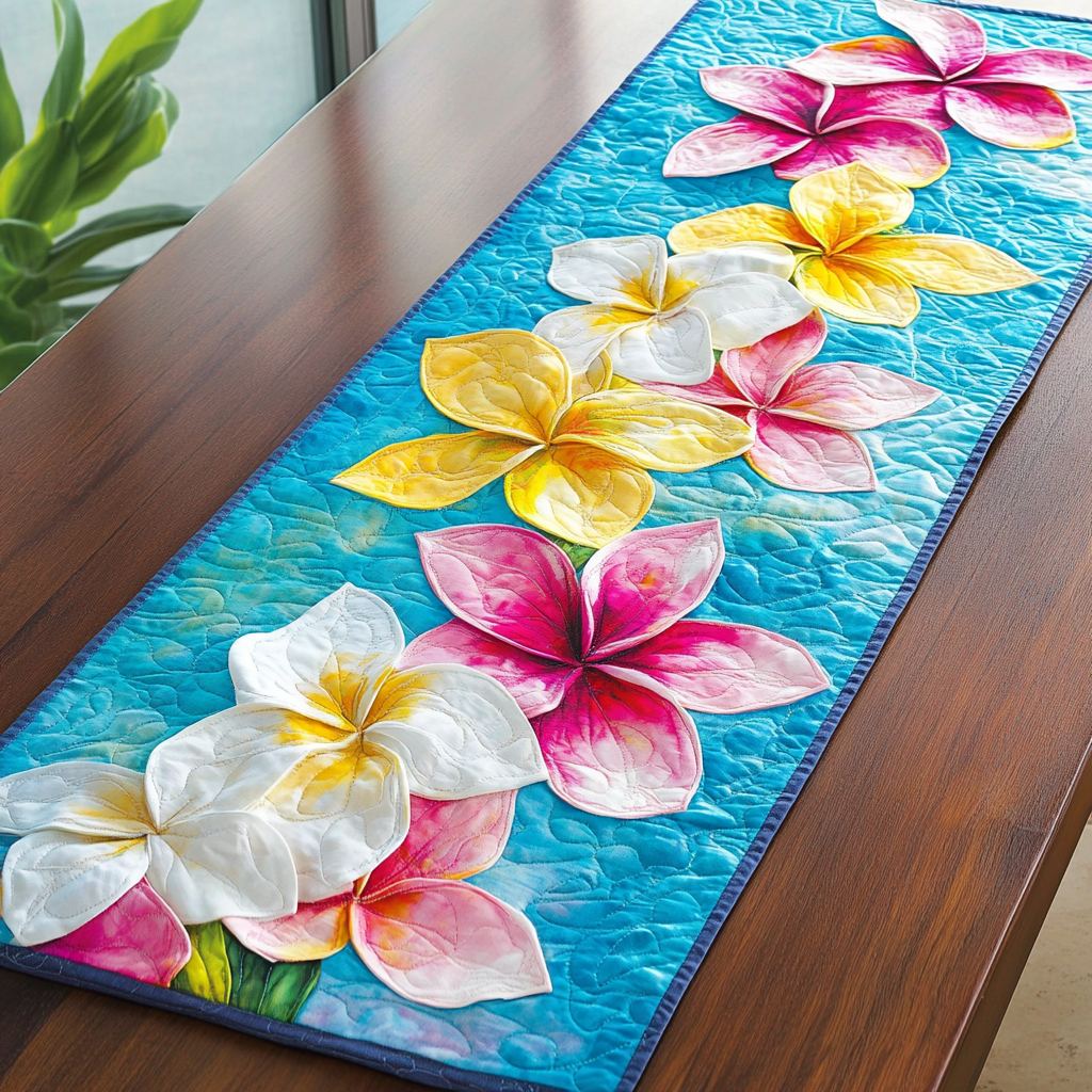 Fragrant Blossoms Quilted Table Runner Flower Table Cover Unique Gifts Family
