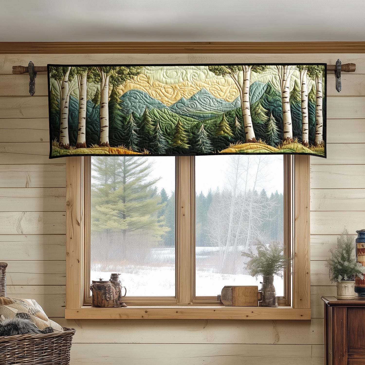 Framed Wilderness Quilted Valance Outdoor Decor Forest Gift Shop
