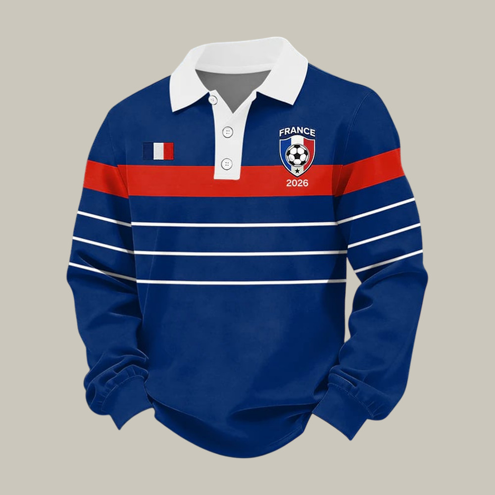 France 2026 FIFA World Cup Polo Long Sleeve Shirt Soccer Apparel World Cup Gear For Dad