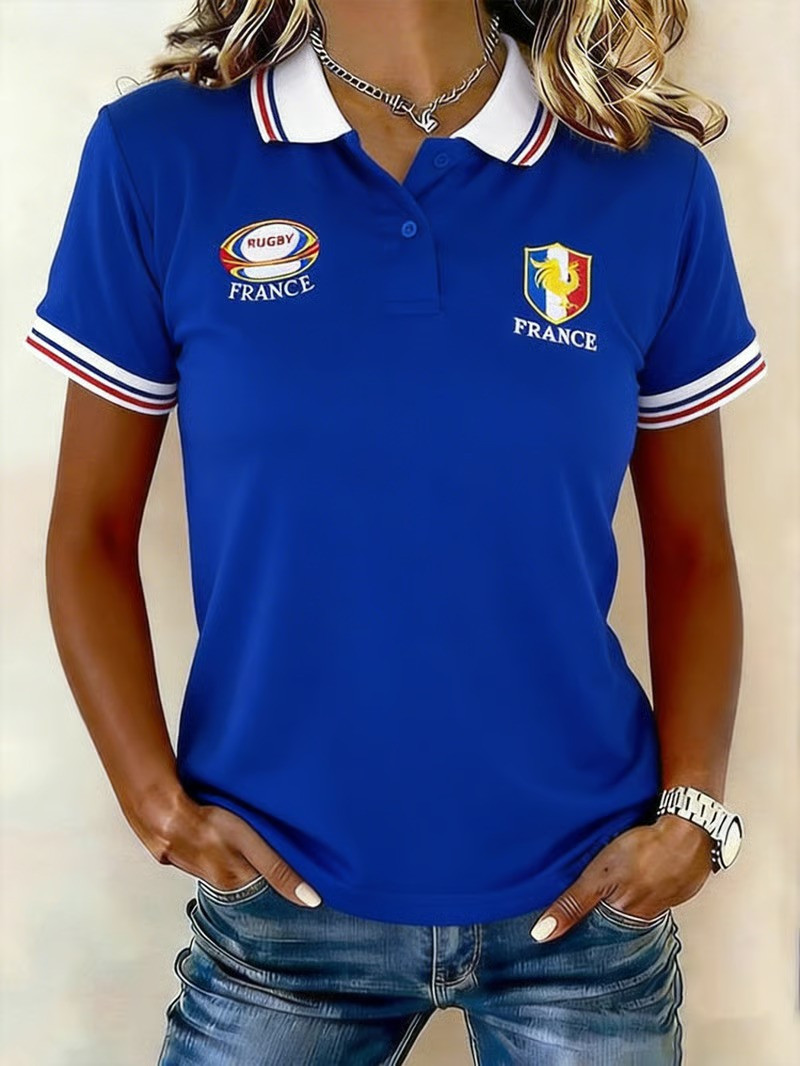 France Rugby Rooster Crest Polo Shirt Rugby France Patch Fan Gear Best Gift For France Rugby Fans