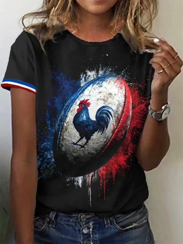 France Rugby Rooster Rugby Ball T-Shirt Fan Gear Best Gift For France Rugby Fans