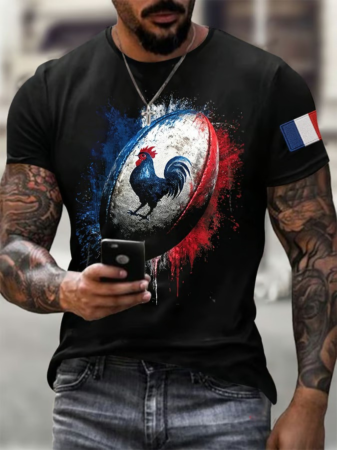 France Rugby Rooster Rugby Ball T-Shirt Les Bleus Fan Gear Trending Shirt Best Gift For Rugby Fans