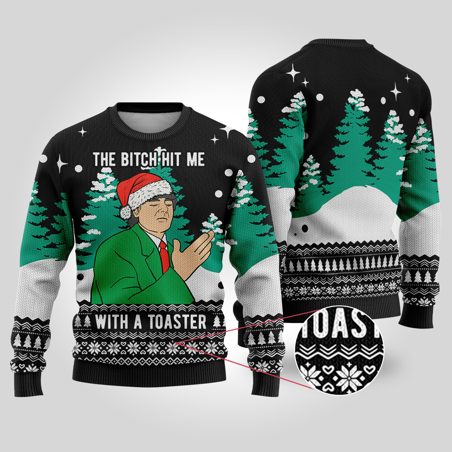 Frank Cross Scrooged Ugly Christmas Sweater Black Heartwarming Christmas Gift Sweater for Him or Her