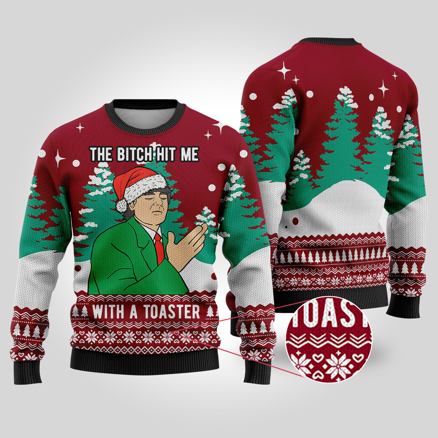 Frank Cross Scrooged Ugly Christmas Sweater Cardinal Red Exclusive Christmas Sweater Merch Gift Edition