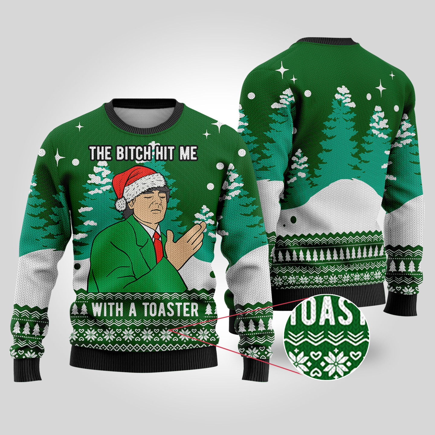 Frank Cross Scrooged Ugly Christmas Sweater Forest Green Lovely Christmas Sweater Gift for Mom or Grandma