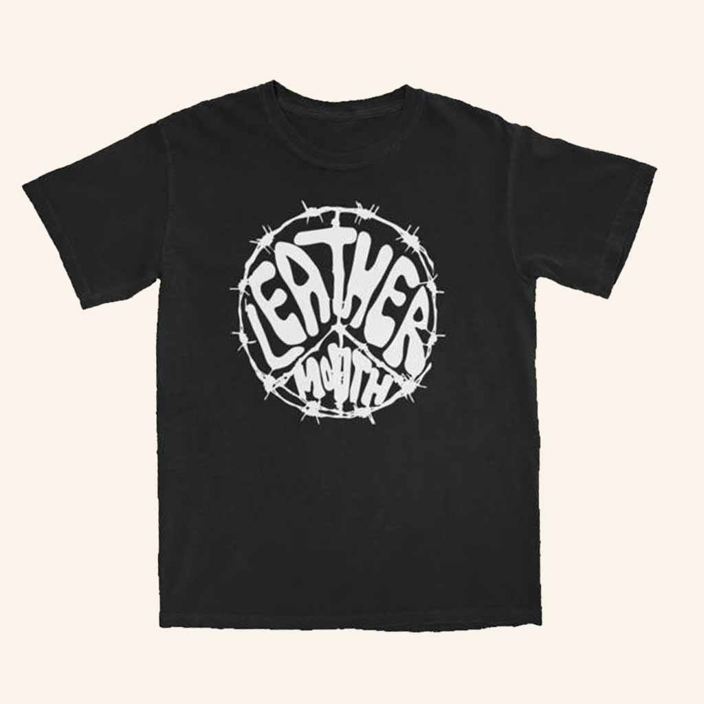 Frank Iero Merch Leathermouth Barbed Wire Peace T-Shirt Xmas Presents For Friend Frank Iero Merch Leathermouth Barbed Wire Peace T-Shirt Xmas Presents For Friend