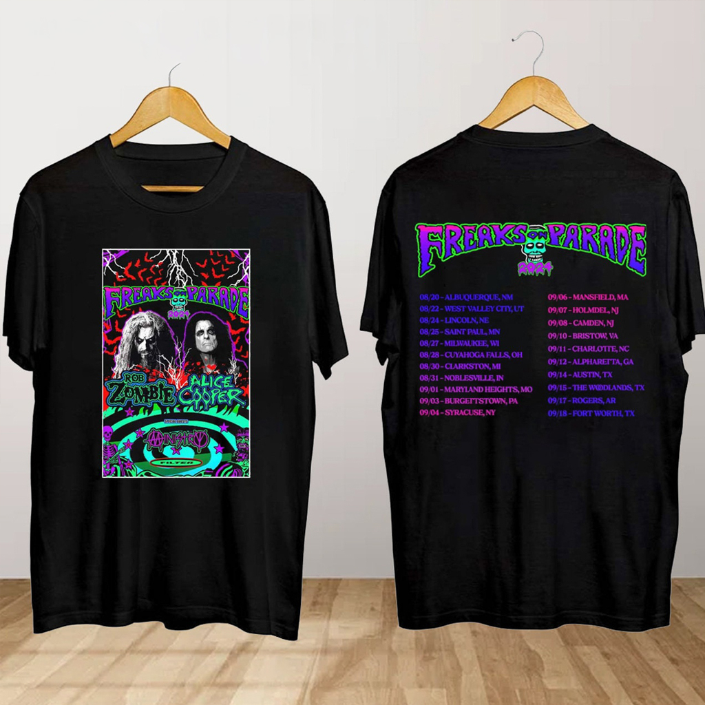 Freaks On Parade Tour 2024 Rob Zombie And Alice Coopers Shirt Gifts For Music Fans