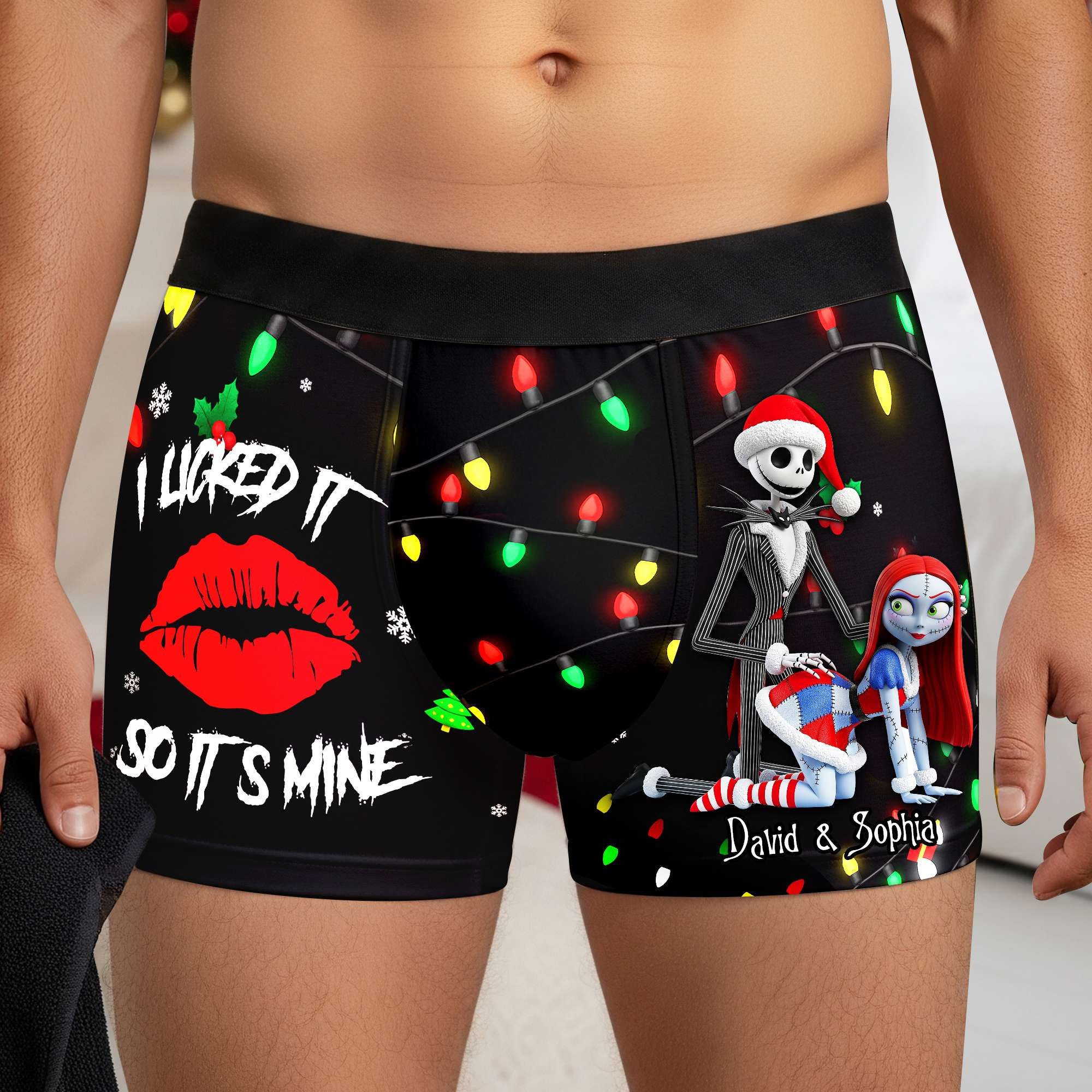 Freaky Skeleton Couple Christmas Boxers - Personalized Gifts For Him - Awkward Christmas Gifts For Him