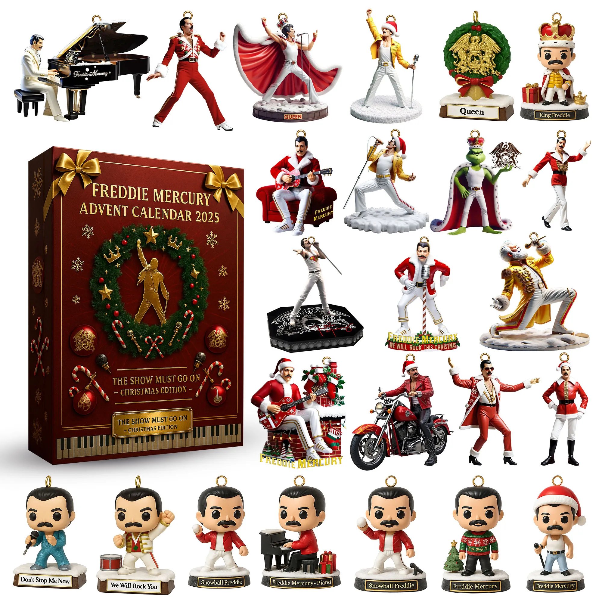 Freddie Mercury Advent Calendar 2025 Funny Xmas Decor Christmas Calendar Gift Ideas