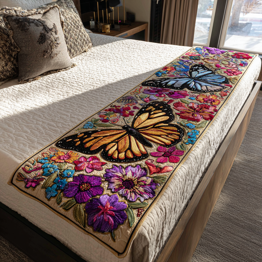 Free Butterfly Quilted Bed Runner Bedroom Decor Ideas Butterfly Christmas Gifts