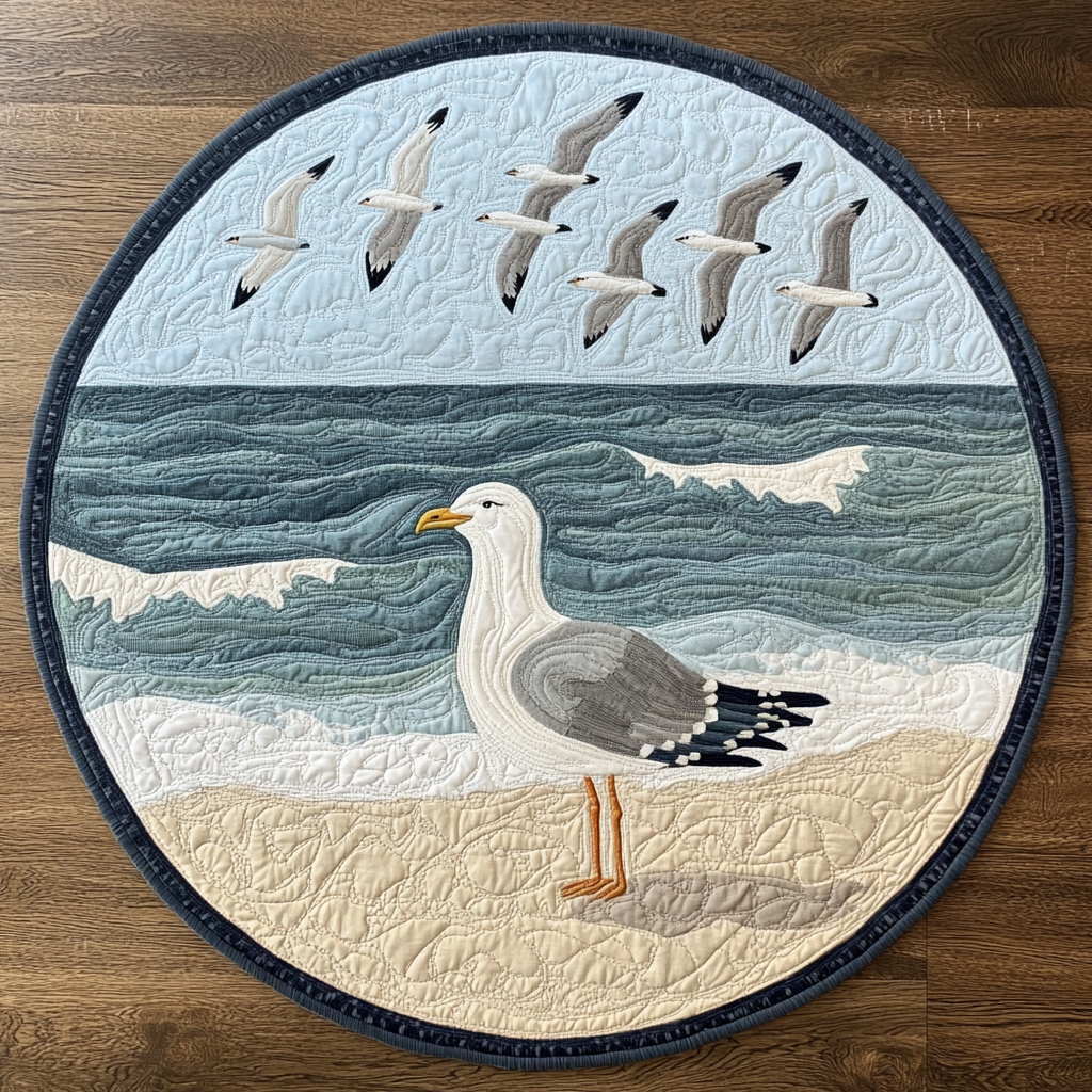 Free Flight Quilted Round Mat Entryway Decor Gifts For An Ocean Lover