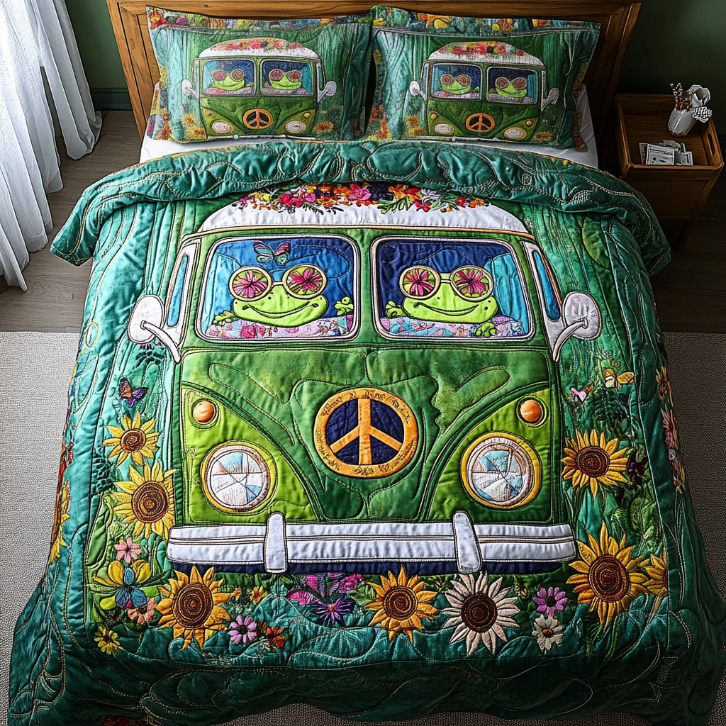 Free Frog Quilted Bedding Set Duvet Cover Bed Sheet Set Frog Gifts For Adults