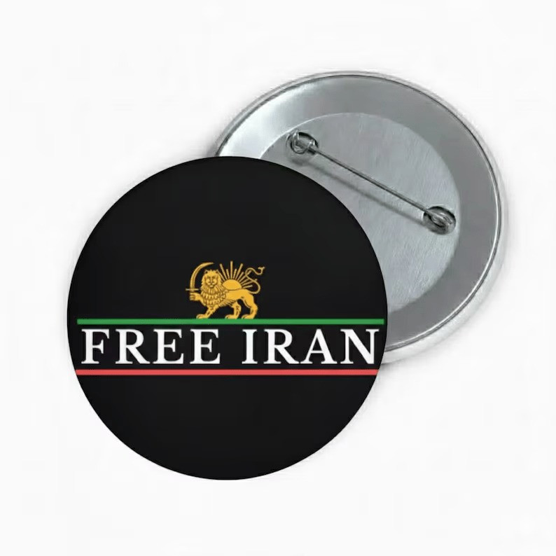 Free Iran Lion And Sun Button Freedom Iran Merch Unique Gift For Political Supporter
