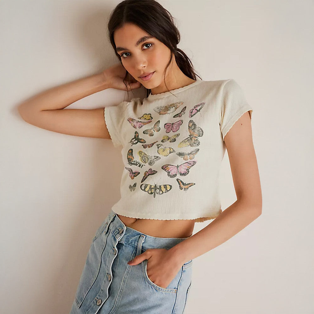 Free People Butterfly Cropped T-Shirt Gifts For Girlfriend Free People Butterfly Cropped T-Shirt Gifts For Girlfriend