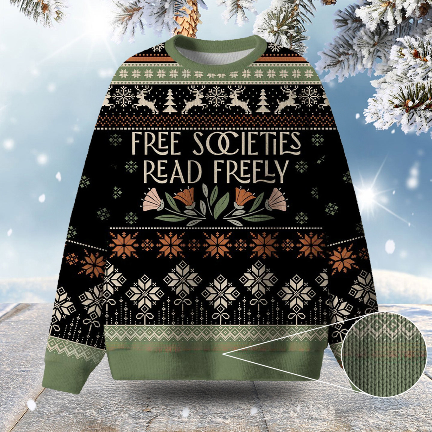 Free Societies Read Freely Ugly Christmas Sweater Festive Clothing Christmas Gifts For Mother