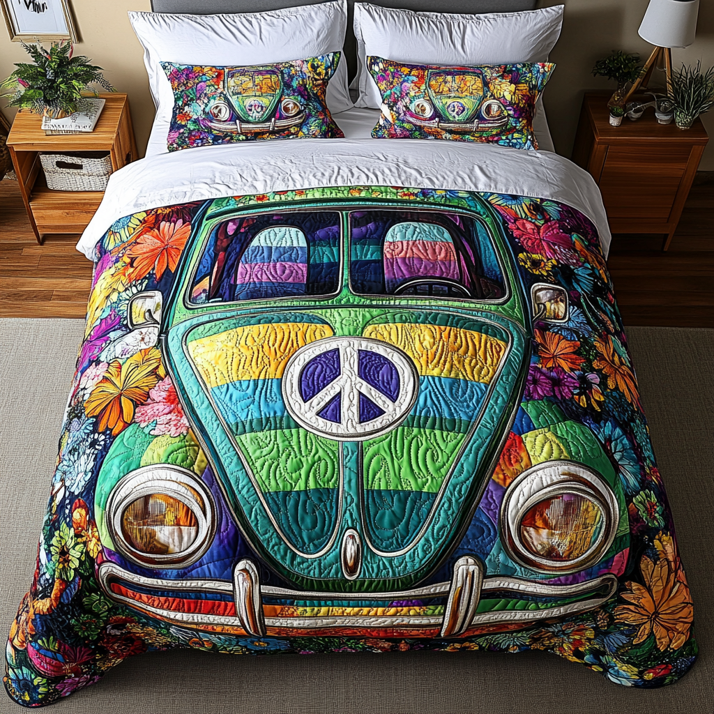 Free Spirit Drive Quilted Bedding Set Christmas Bed Sheets Birthday Gift For Hippie Friend