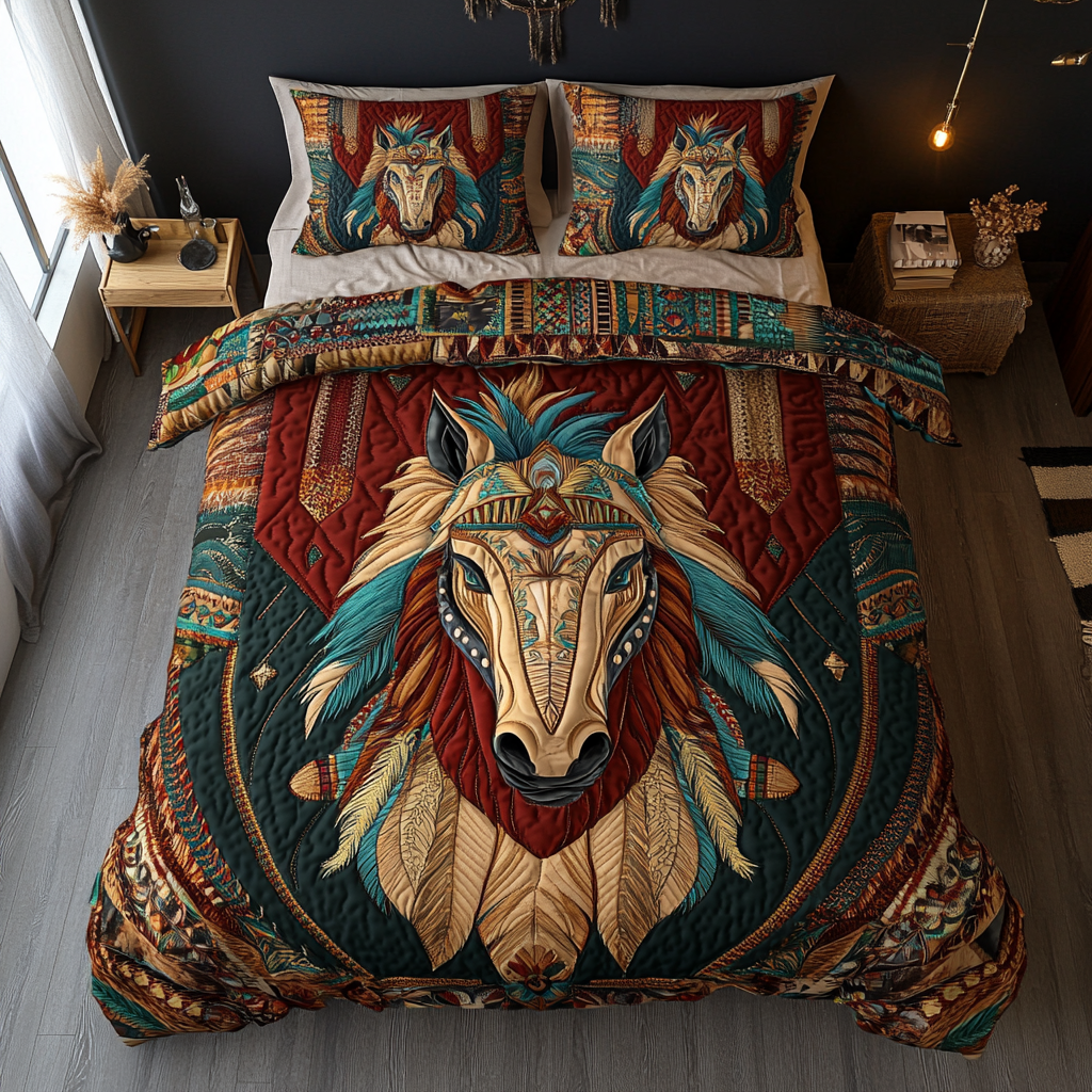 Free Spirit Horse Quilted Bedding Set Best Comforter Sets Horse Gifts For Women