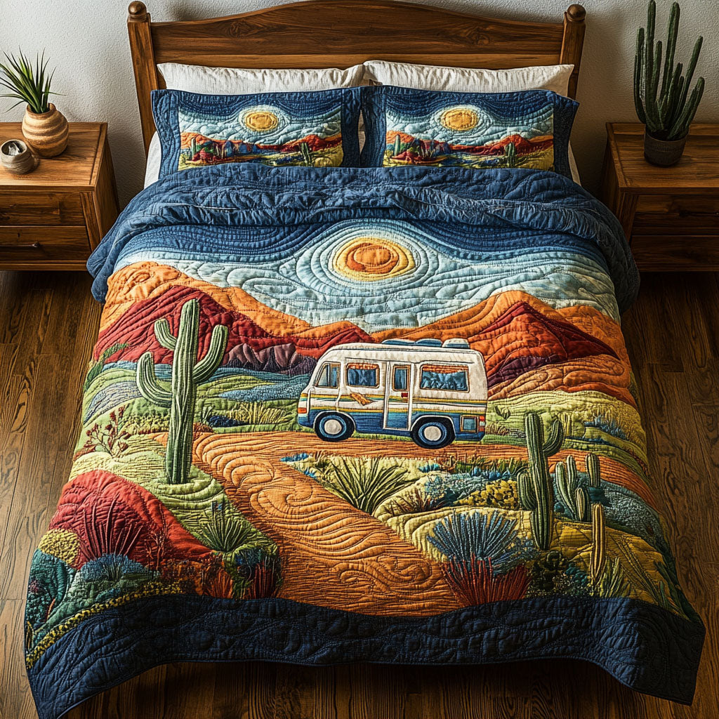 Free Spirit on the Road Quilted Bedding Set Best Bed Sheet Set Birthday Presents For Hippies