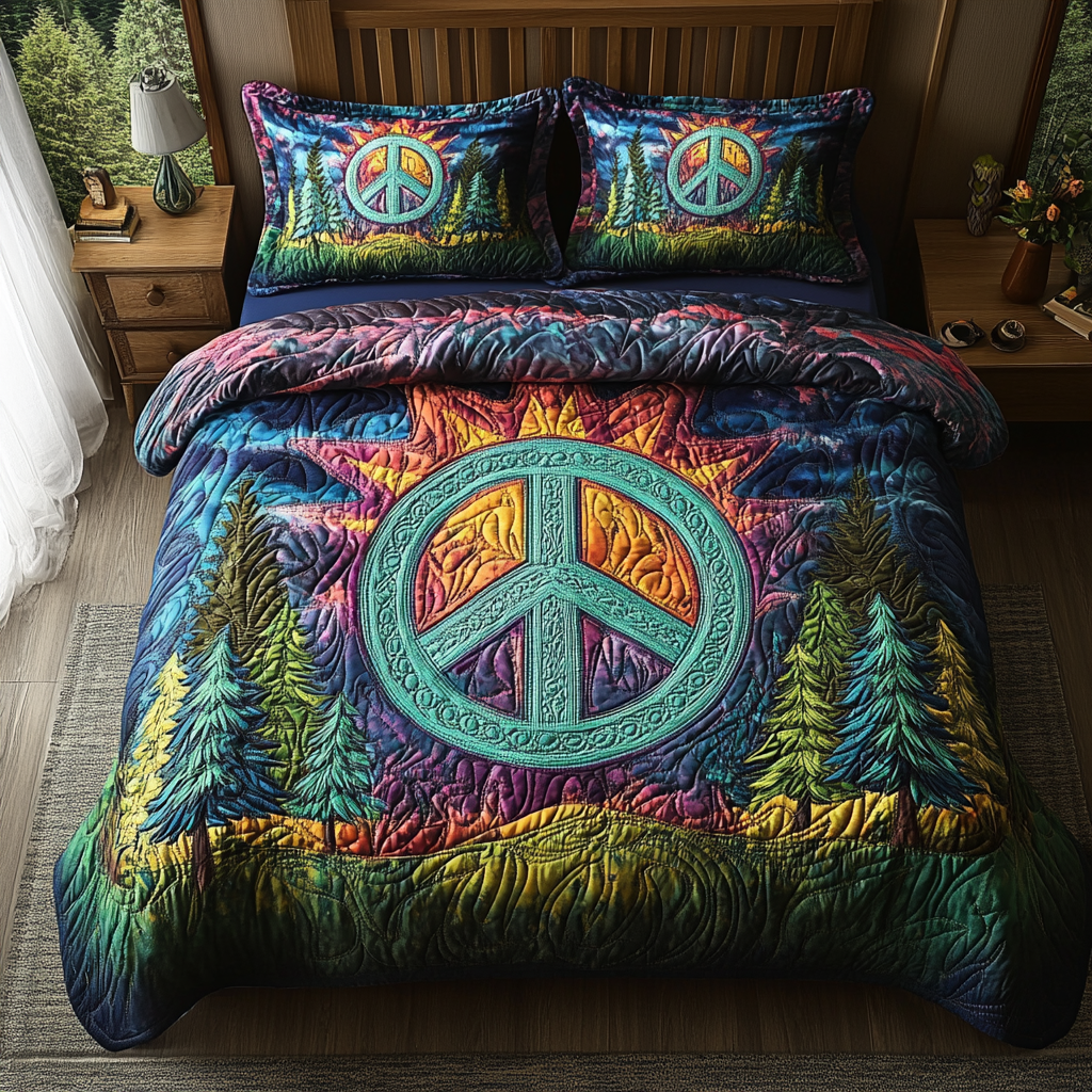 Free Spirit Quilted Bedding Set Bedroom Decor Birthday Presents For Hippies