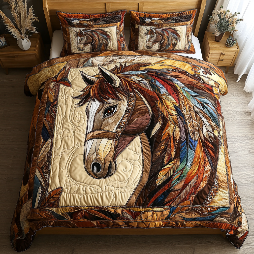 Free Spirit Quilted Bedding Set Cute Room Decor Best Christmas Gifts For Equestrians