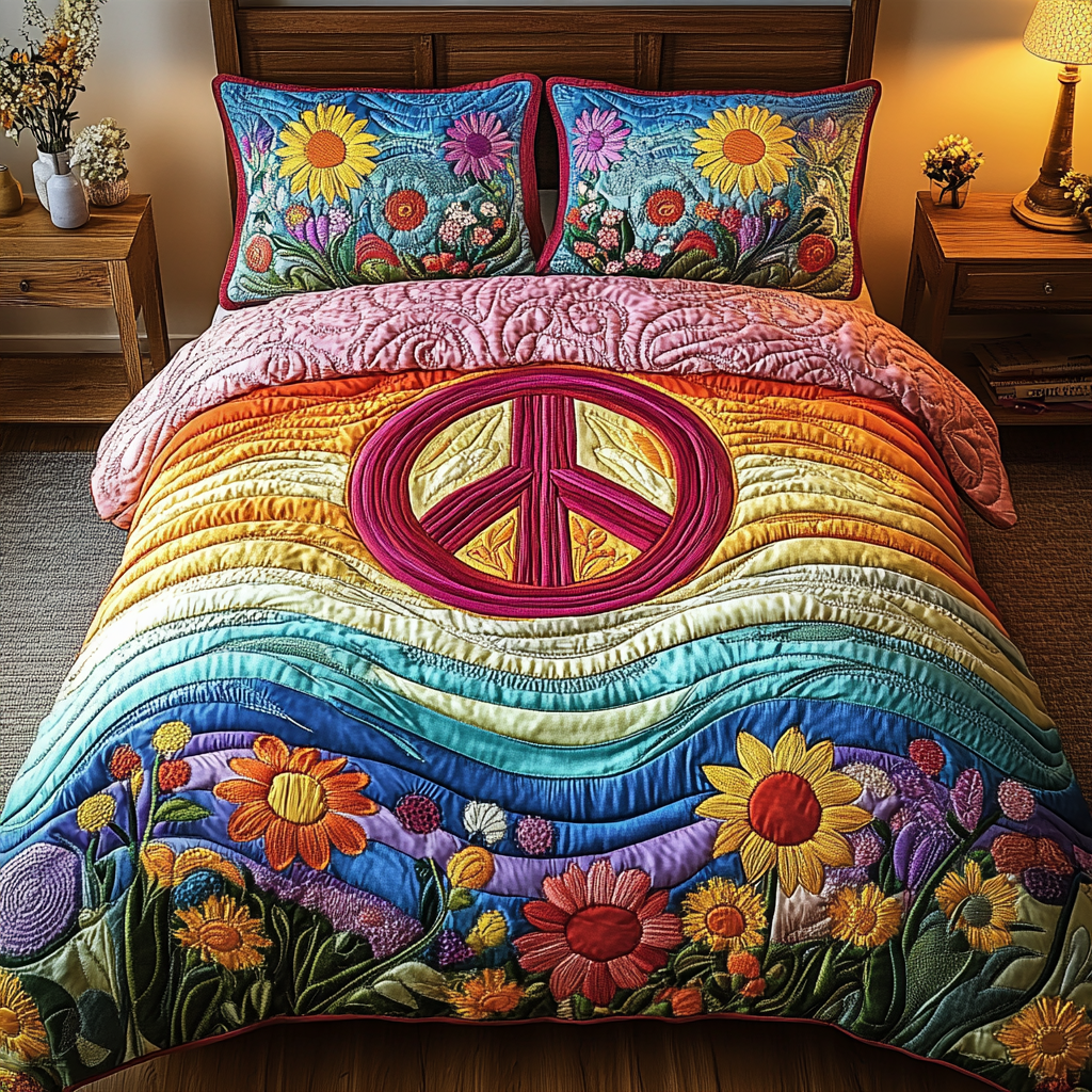 Free Spirit Quilted Bedding Set Stylish Bed Sheet Set for Modern Home