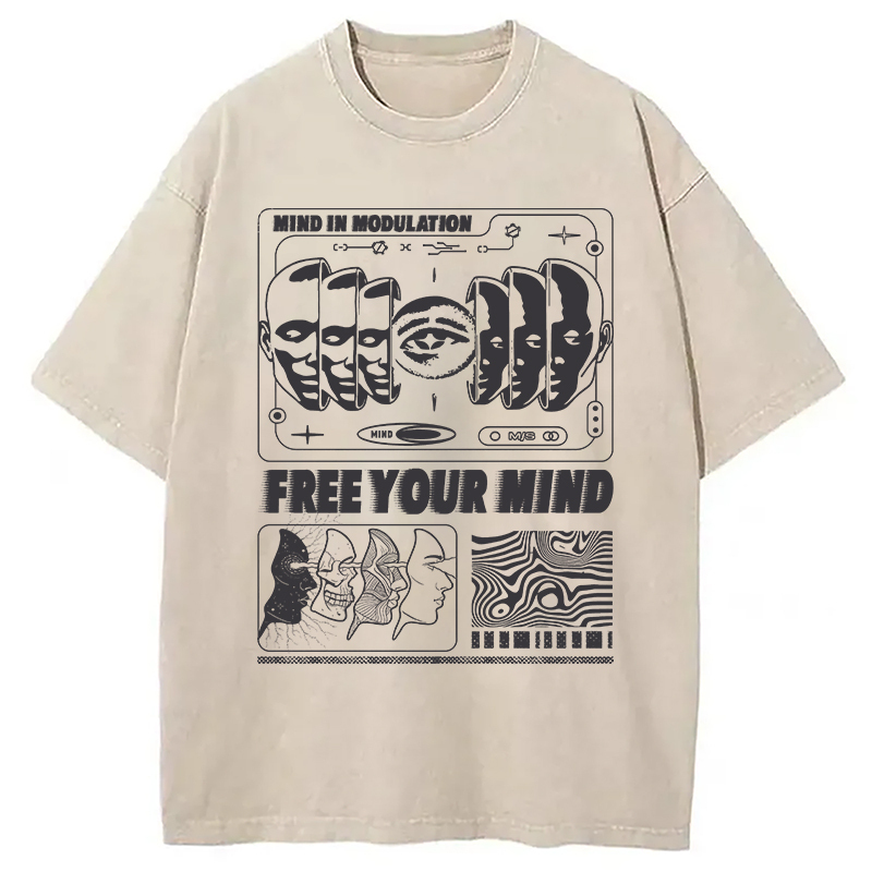 Free Your Mind Washed T-Shirt Cool Urban Street Style Shirt Gifts For Brother