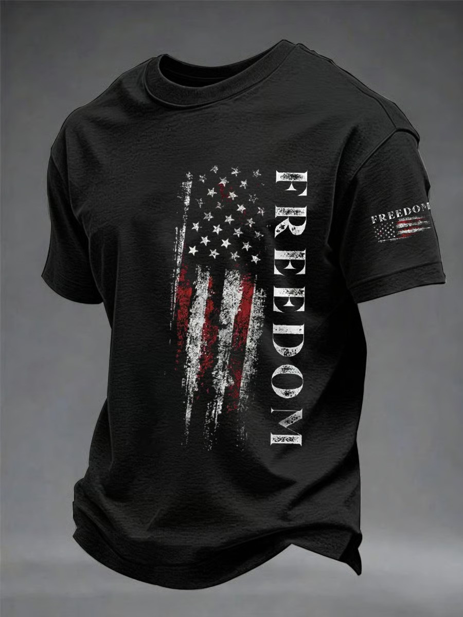 Freedom 1776 2026 Distressed American Flag Patriotic T-Shirt Independence Tee Best Gift For All Veterans