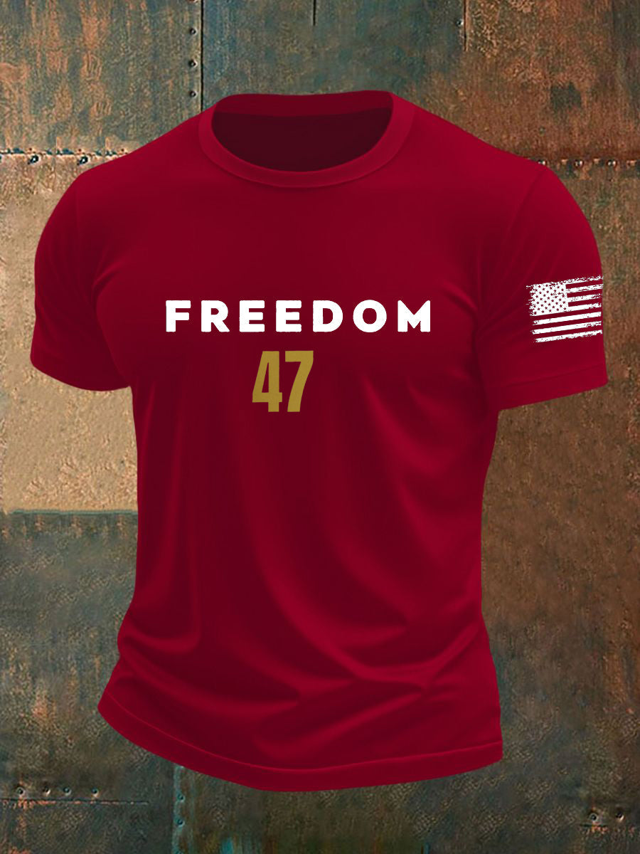 Freedom 47 Flag Short Sleeve T Shirt Deep Red Turning Point Usa Merch