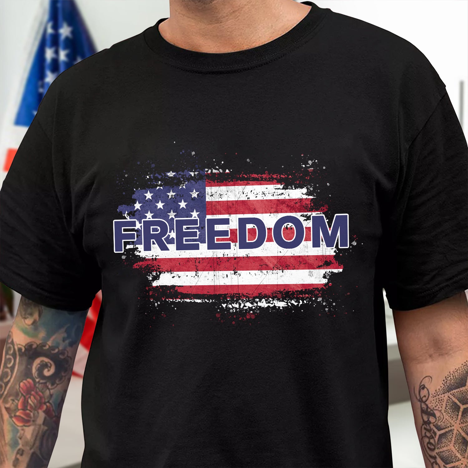 FREEDOM America Flag Charlie Kirk Memorial Dark Shirt Gift for Charlie Kirk Supporters
