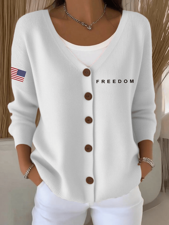 Freedom American Flag Casual Cardigan Charlie Kirk Clothing Tribute Gift for Wife