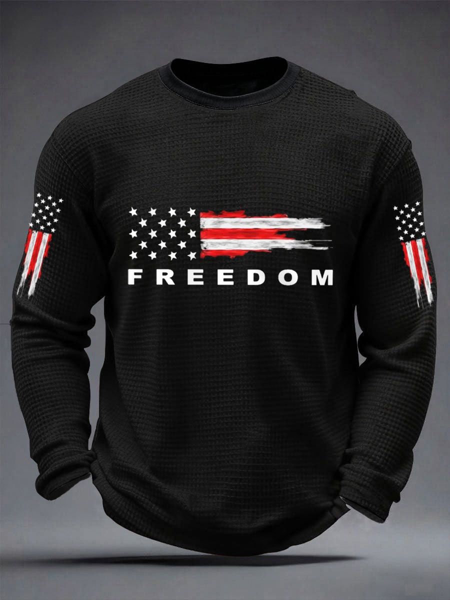 Freedom American Flag Long Sleeve Shirt Men Patriotic Graphic Tees 250th Anniversary Gift