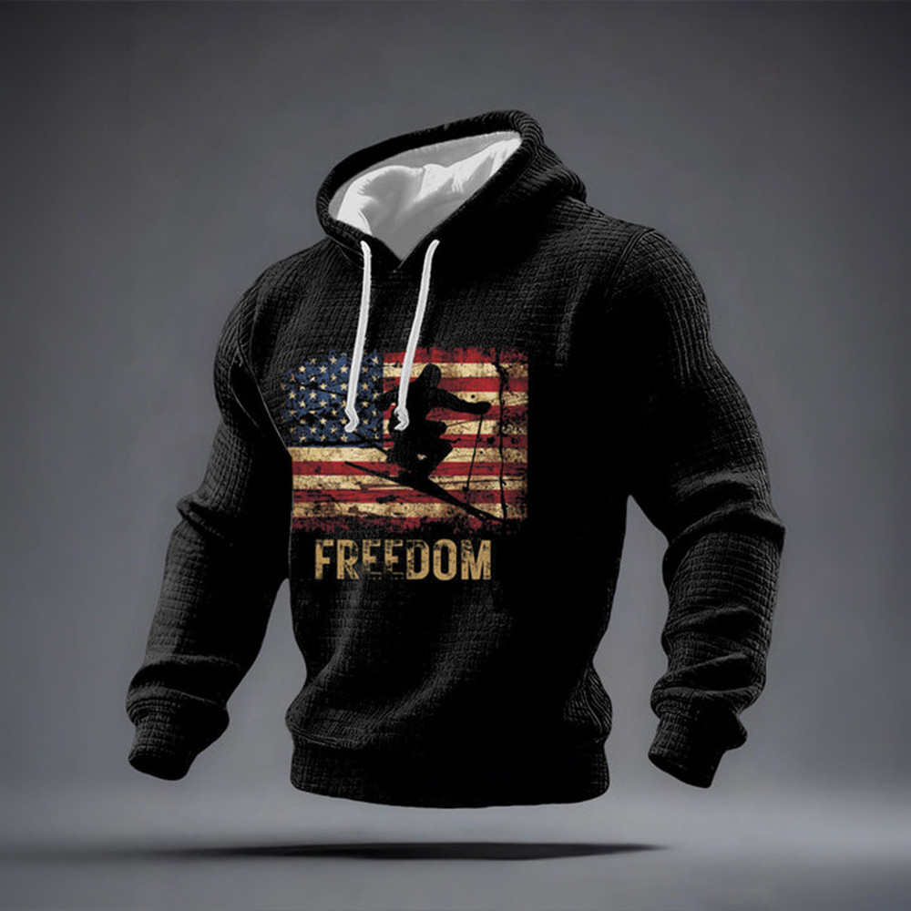 Freedom American Flag Skii Hoodie Winter Olympic 2026 Milano Cortina Apparel