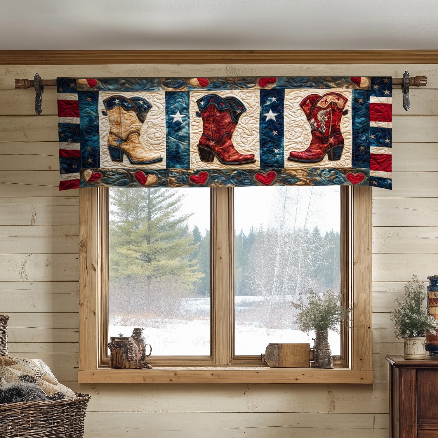 Freedom Boots On Quilted Valance Patriotic Valances Useful Gifts For Dad
