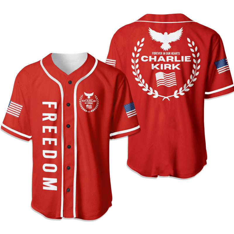 Freedom Chalie Kirk Baseball Jersey Shirt Tribute Gift for Charlie Kirk Supporters