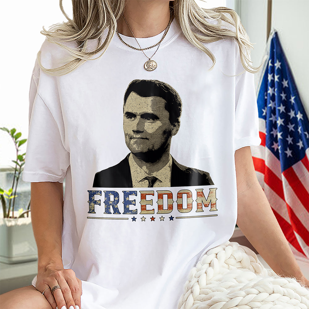 Freedom Charlie Kirk America Flag Bright Shirt Gift for American Conservatives