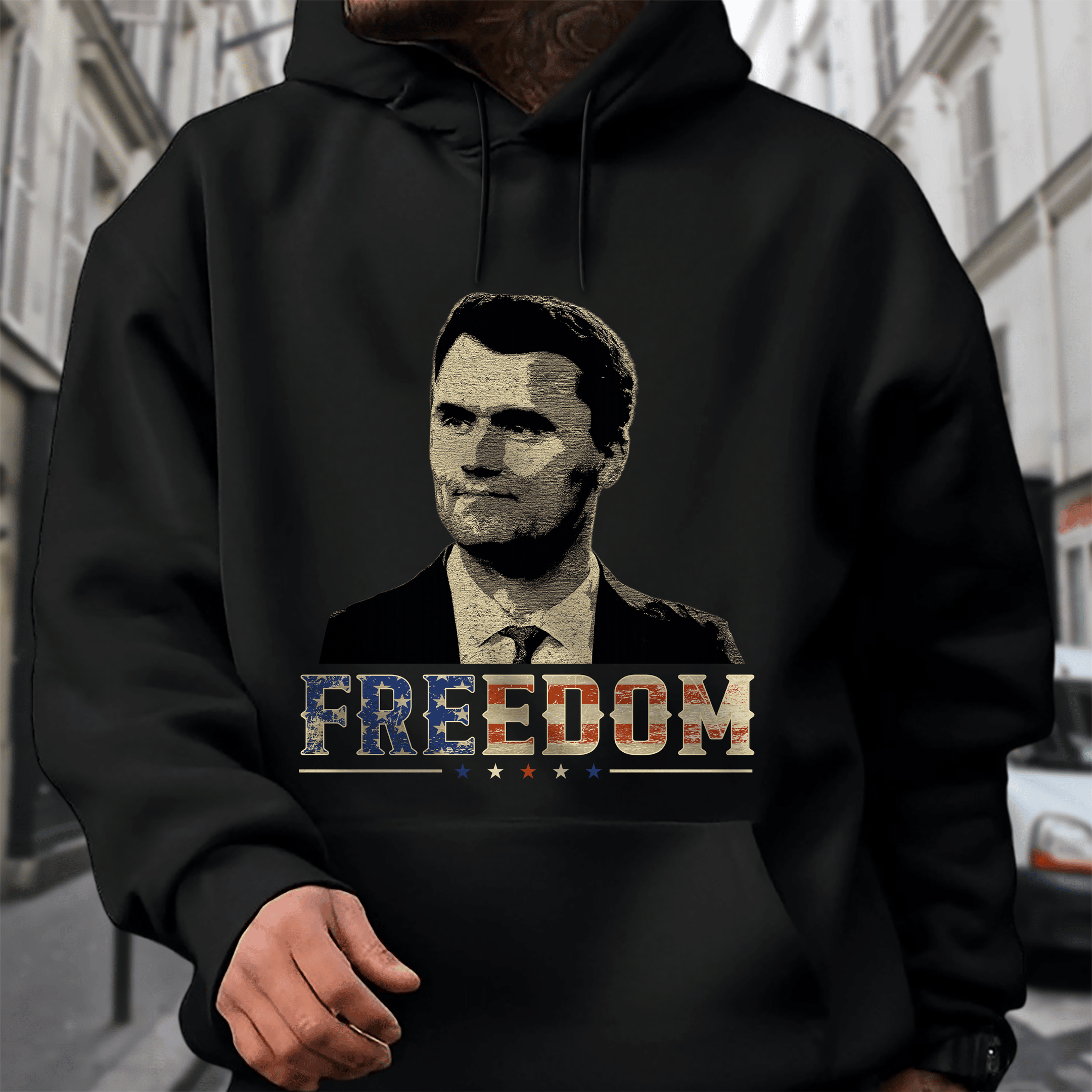 Freedom Charlie Kirk America Flag Dark Shirt Gift for Free Speech Supporters
