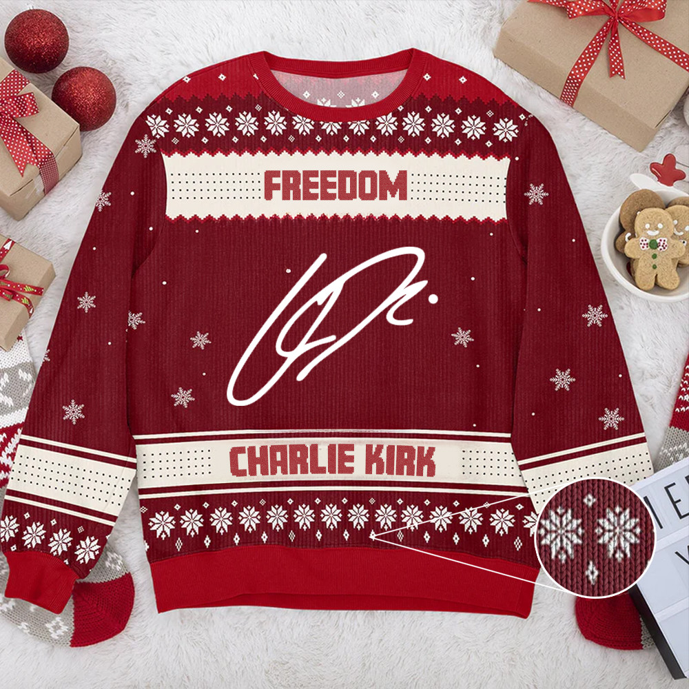 Freedom Charlie Kirk Christmas Ugly Sweater Charlie Kirk Memorial Apparel Patriotic Gifts