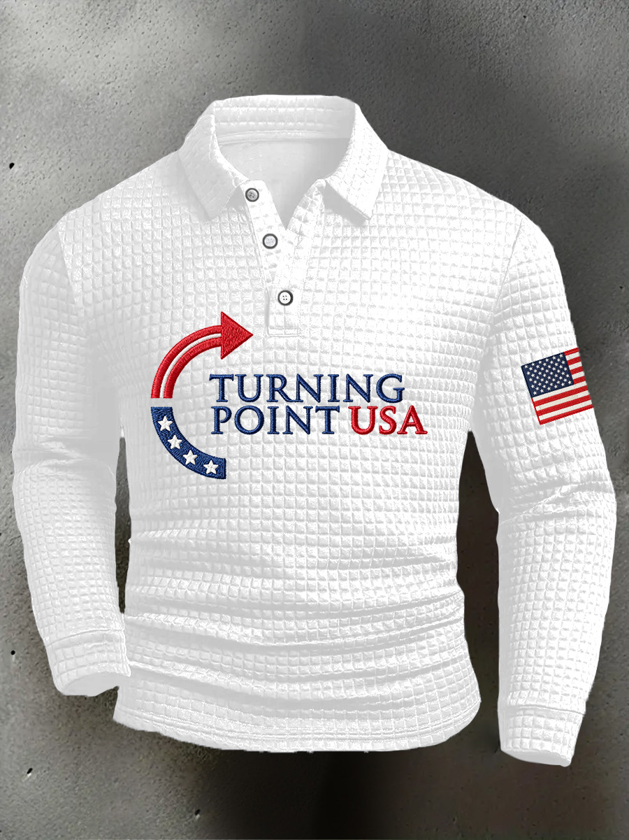 Freedom Charlie Kirk Long Sleeve Polo Turning Point USA Charlie Kirk 47 Charlie Kirk Clothing