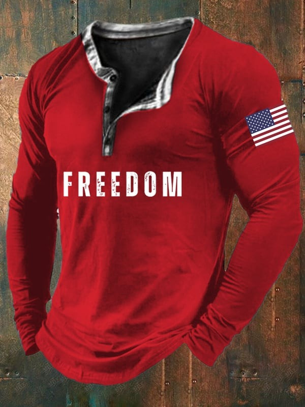 Freedom Charlie Kirk Men's Button Long Sleeve Shirt Turning Point USA Gifts For Supporters