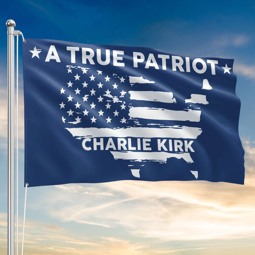 Freedom Charlie Kirk Merch Flag A True Patriot Patriotic US Ideal Outdoor Decorations
