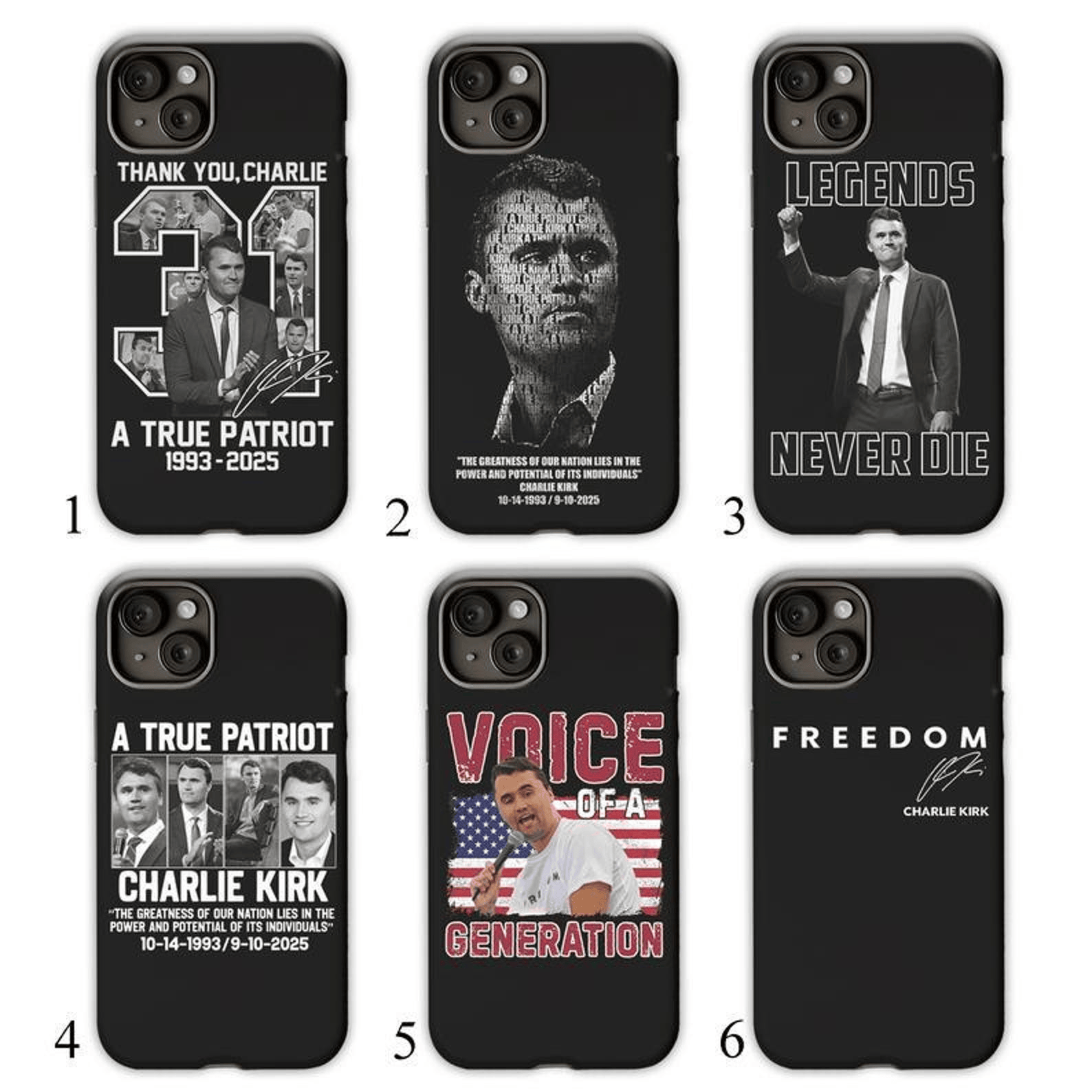 Freedom Charlie Kirk Phone Case Patriot Charlie Kirk Signature Phone Cover TPUSA Merch Gifts for Him Her