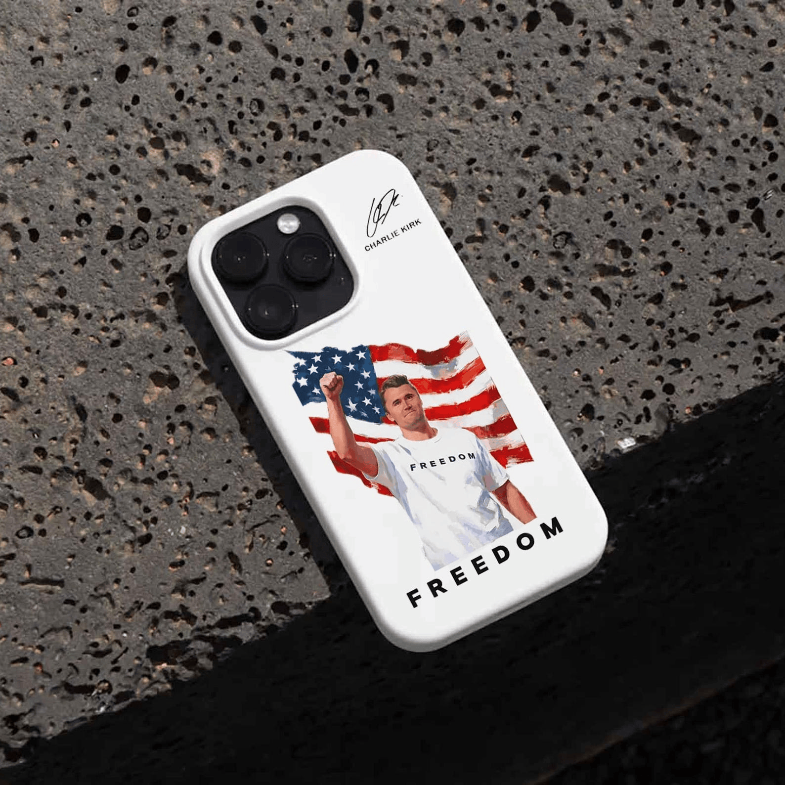Freedom Charlie Kirk Phone Case Patriot Charlie Signature Phone Cover TPUSA Merch Gifts for Her